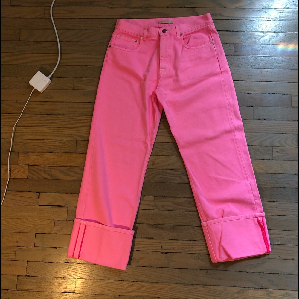 Neon pink jeans